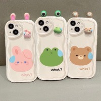 Pour iphone 7 Plus 8 Plus X XS XR XS MAX 11 12 13 14 Plus 15 Pro Max Belle Mignon 3D Solide Dessin Animé Grenouille Ours Lapin coque de téléphone