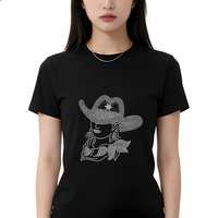 Transferts thermocollants personnalisés en strass motif cowgirl pour T-shirt