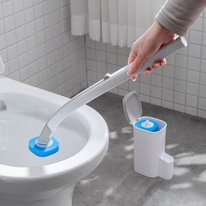 Disposable Toilet <b>Brush</b> with Strong Detergent <b>Long</b> <b>Handle</b> No Dead Angle Plastic Replacement <b>Brush</b> Head - Product Image 1