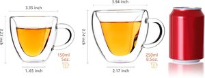 Tazas Pequeñas en Forma de Corazón, Tazas de Doble Pared de 150 ml, 5 oz, Resistentes al Calor y al Frío, Taza de Vidrio para Café, Té, Jugo - Product Image 2