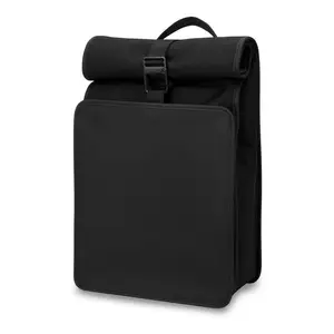 Mochila luxuosa personalizada, logotipo elegante, preta, 16 polegadas, tablet, viagem, couro, laptop