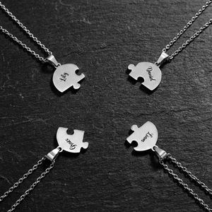 Collana Personalizzata con Ciondolo a Cuore Puzzle in Lega di Rame, Stile Minimalista OL, Placcata in Oro Rosa, Fai-da-Te - Product Image 3