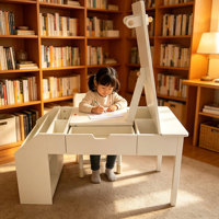 Table d'écriture multifonctionnelle pour enfants, ensemble bureau et chaise d'étude pour enfants avec rangement