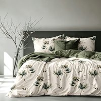 Ensemble de literie 3 pièces en microfibre de polyester écologique de qualité supérieure, 200TC, motif floral botanique, lavable en machine, tailles personnalisables