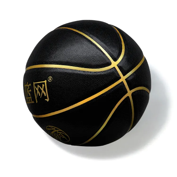 SANHUAN שחור מותאם אישית משל מותג מתקדם מרוכבים עור עור מפוצל כדורסל עם זהב ערוץ כדורי גודל 7 כדורסל כדור