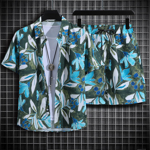 Abito ampio da <span class=keywords><strong>uomo</strong></span> a fiori a maniche corte pantaloncini a fiori Casual abito a due pezzi - Product Image 6