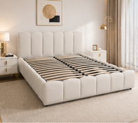 Usine de meubles chinoise, cadre de lit en tissu bouclé sur mesure, lit à bulles, vente en gros, taille King Queen, lit double pour chambre à coucher