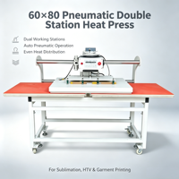 Presse à chaud pneumatique 60x100cm à chauffage unique, machine de transfert thermique par sublimation à plat à poste unique, idéale pour les vêtements
