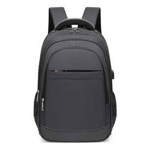 Laptop <b>Backpack</b> <b>Waterproof</b> With USB Charging Port For Business Travel Men's Casual Solid Color Black Blue Gray WZ-6607 - Product Image 1
