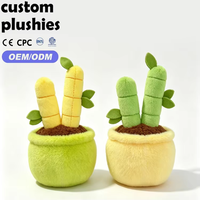 Prix d'usine Peluche Bambou porte-bonheur moelleuse en pot - Poupée en peluche en forme de plante de bambou vert pastel et jaune pour cadeaux promotionnels