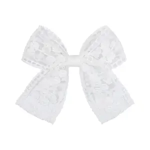 DOMOHO Japan South Korea-Style Lace Embroidered Bow Children's Hairpin Full Clamp Pairtail Side Clamp Lady Princess Style Hair