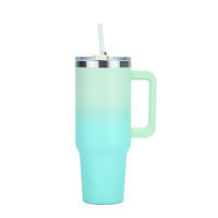 Gobelet isotherme en acier inoxydable de grande capacité 30 OZ à marque privée avec poignée confortable et couvercle à paille pour porte-gobelet de voiture réutilisable