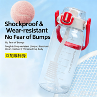 Bouteille d'eau en plastique grande capacité 900 ml avec paille et ouverture pour boire directement, étanchéité anti-fuite, antichoc et résistante aux chutes