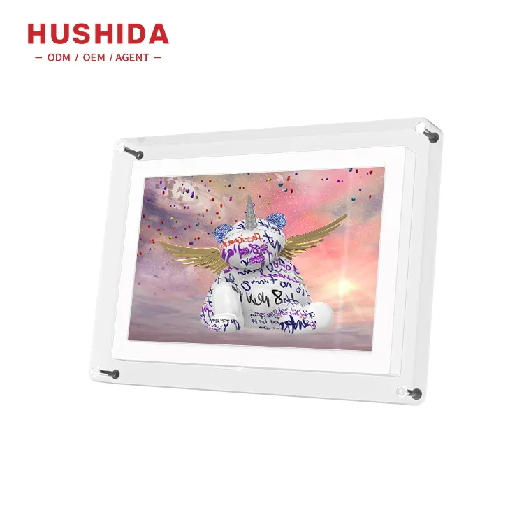 Full Hd print infinite objects Clear Picture schermo Lcd 3d Electronic Price Display cornice digitale acrilica 10.1 pollici