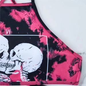 Conjunto de bikini triangular de 2 piezas para mujer, traje de baño personalizado 3D sin espalda, tanga con cordones, halter con decoración de cristal, traje de baño con estampado animal - Product Image 3