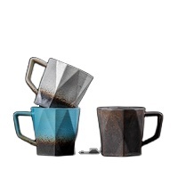 Tazze da Caffè in Porcellana a Forma di Rombo Vintage con Smaltatura Reattiva, Capacità 300ml, Lavabili in Lavastoviglie e Utilizzabili nel Microonde per un Caffè Elegante e Accogliente - Product Image 4