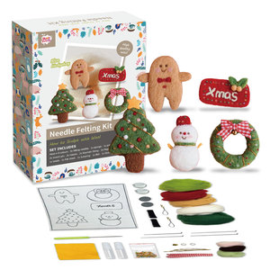 Kit de feutrage en laine de Noël pour débutants, feutrage à l'aiguille DIY avec tapis de densité et toile pour l'enseignement des nouveaux arrivants - Product Image 1