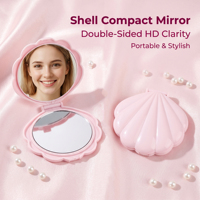 Miroir de maquillage pliable double face en plastique, mini, portable, transfrontalier, avec une face agrandie pour la publicité