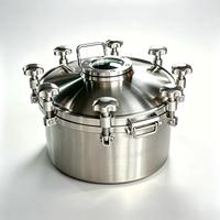 Tanque de Presión Sanitario Redondo de Acero Inoxidable con Mirilla, SS316 DN500xDN400, Grado Alimenticio Aséptico, Tapa Circular Superior para Recipiente con Escotilla