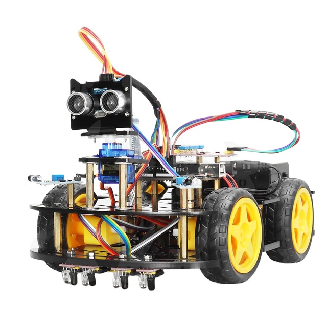 TSCINBUNY 4WD Smart Robot Car Kit Graphical Programming Starter Education & Maker Board with Obstacle Avoidance Feature