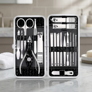 Kit de manucure et pédicure professionnel en acier inoxydable de 18 pièces, coupe-ongles, outils de soin des ongles pour bébés et adultes, vente en gros - Product Image 3