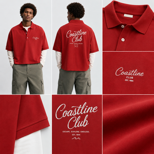 T-shirt OEM Vegan <span class=keywords><strong>Rouge</strong></span> Col V 70% Coton 220g Oversize avec Impression au Dos – Polos Vierge Performance pour Hommes - Product Image 3