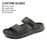 OLICOM Claquettes personnalisées OEM pour hommes, semelle EVA, double bride, soutien de la voûte plantaire, antidérapantes, légères, pour intérieur, plage, piscine, été