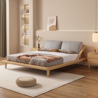 Moderno Simple nórdico marco de cama de madera maciza estilo crema japonés Tatami doble cama baja pequeños muebles de dormitorio