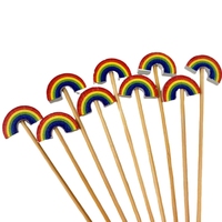 RainbowDecorBamboo Piques à fruits jetables écologiques polies pour cocktails et barbecues