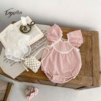 Ensemble assorti frères et sœurs : Barboteuse bébé et robe enfant en mousseline 100% coton à manches bouffantes – Vente en gros