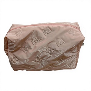 Borsa Cosmetica Pieghevole Ottagonale in Poliestere Lucido Stampato, Portatile per Bagno, Bianco Nero Blu Rosa, 5 Pezzi per Confezione - Product Image 1