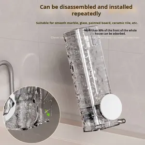 <span class=keywords><strong>Distributeur</strong></span> de savon mural carré en plastique sans perçage pour <span class=keywords><strong>gel</strong></span> <span class=keywords><strong>douche</strong></span> et shampoing, fixation par <span class=keywords><strong>ventouse</strong></span>, forme carrée - Product Image 4