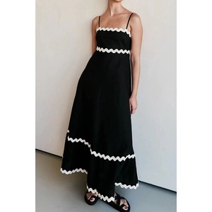 Elegante Vestido Maxi de Verano Personalizado para Mujer, Cuello Halter, Casual, Sexy, Color Sólido, Cintura Natural, Largo, Poliéster, Estilo Vintage - Product Image 3