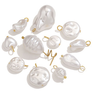 จี้ไข่มุกเทียมสไตล์บาโรก |   จี้ห่วงสแตนเลสเคลือบ PVD 18K สำหรับทำเครื่องประดับ DIY (สร้อยข้อมือ, สร้อยคอ, ต่างหู) - Product Image 4