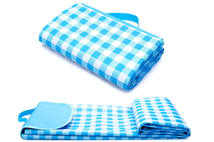 Couverture de camping imperméable à carreaux bleus et blancs, tapis familial Oxford à séchage rapide, tapis de pique-nique portable extra large - Product Image 6