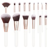 YDINI Offre Spéciale 15 pièces ensemble de pinceaux de maquillage Portable professionnel avec manche en bois cheveux synthétiques poudre pinceaux ombre à paupières pour le visage