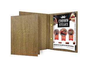 Porta Menús de Cuero con Diseño de Madera, Tamaño A4, Personalizado, con Encuadernación de Tornillos, para Restaurantes - Product Image 3