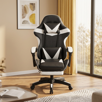 Chaise de jeu en cuir PU de style traditionnel avec accoudoirs inclinables et repose-pieds, structure en acier pour la maison, le bureau et l'hôtel