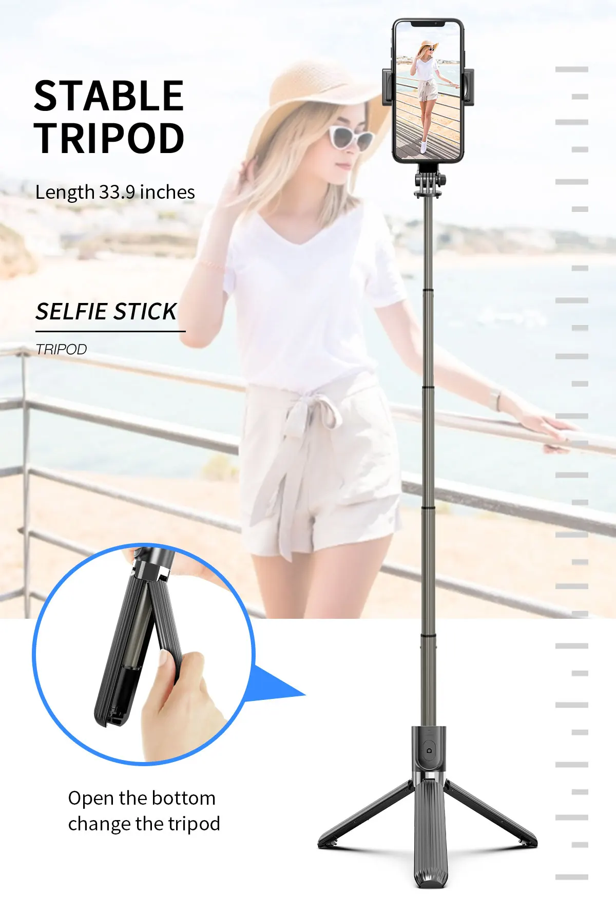 L08 Gimbal Stabilizers Tripod Selfie Stick Holder 360 Rotation Adjustable Handheld Anti-Shake Selfie Video Stabilizer