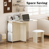 Klappbarer Esstisch-Set 4 Esstische Regale Platzsparend Faltbar 6 Räder Modernes Design Ausziehbarer Küchentisch Klein