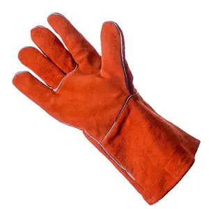 China hot selling 14' Cow Split Leather Welding Gloves safety protective hand gloves winter leather gloves
