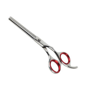 Ciseaux de coiffure en acier inoxydable recouverts de papier bleu, blanc et rouge avec vis réglable pour usage en salon - Product Image 6