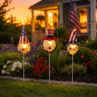 Lampes solaires LED patriotiques pour jardin, gnome drapeau américain, boule craquelée, étanches IP65, pour décoration extérieure, allée, jardin, 6/8/12 pièces