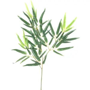 Cheap wholesale artificial leaves plastic Simulation bamboo leaves real touch for garden tree decoration