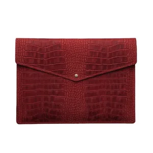 Business gift 11.6 inch laptop case crocodile pattern embossed leather sleeve