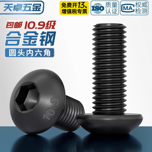 Vis à tête cylindrique à six pans creux Tianzhuo Hardware M2 M3 M4 M5 M6 M8 M10 M12 M16 M20 Grade 10.9 en acier allié noir - Product Image 2