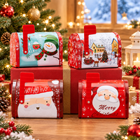 Boîtes de rangement en fer blanc pour Noël, thème Père Noël et boîte aux lettres, pour bonbons et biscuits, petites boîtes miniatures, cadeaux de Noël pour enfants, impression offset