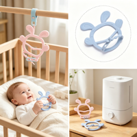 Jouet de dentition en silicone souple pour bébé OEM ODM, sûr et facile à saisir, anneaux de dentition en silicone pour bébé