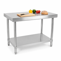 Table de travail en acier inoxydable de qualité professionnelle 304 201, à 2 niveaux, pour la restauration et la cuisine