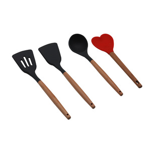 Kitchen Utensil Set 6 Piece Food Grade <b>Silicone</b> With Wood Handles Cooking Spoon Spatula Non Stick Pan <b>Tools</b> - Product Image 4